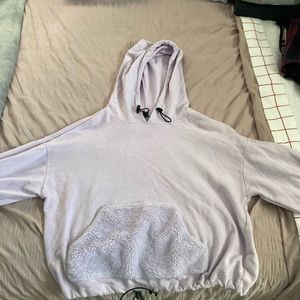 Purple hoodie with fuzzy pockets